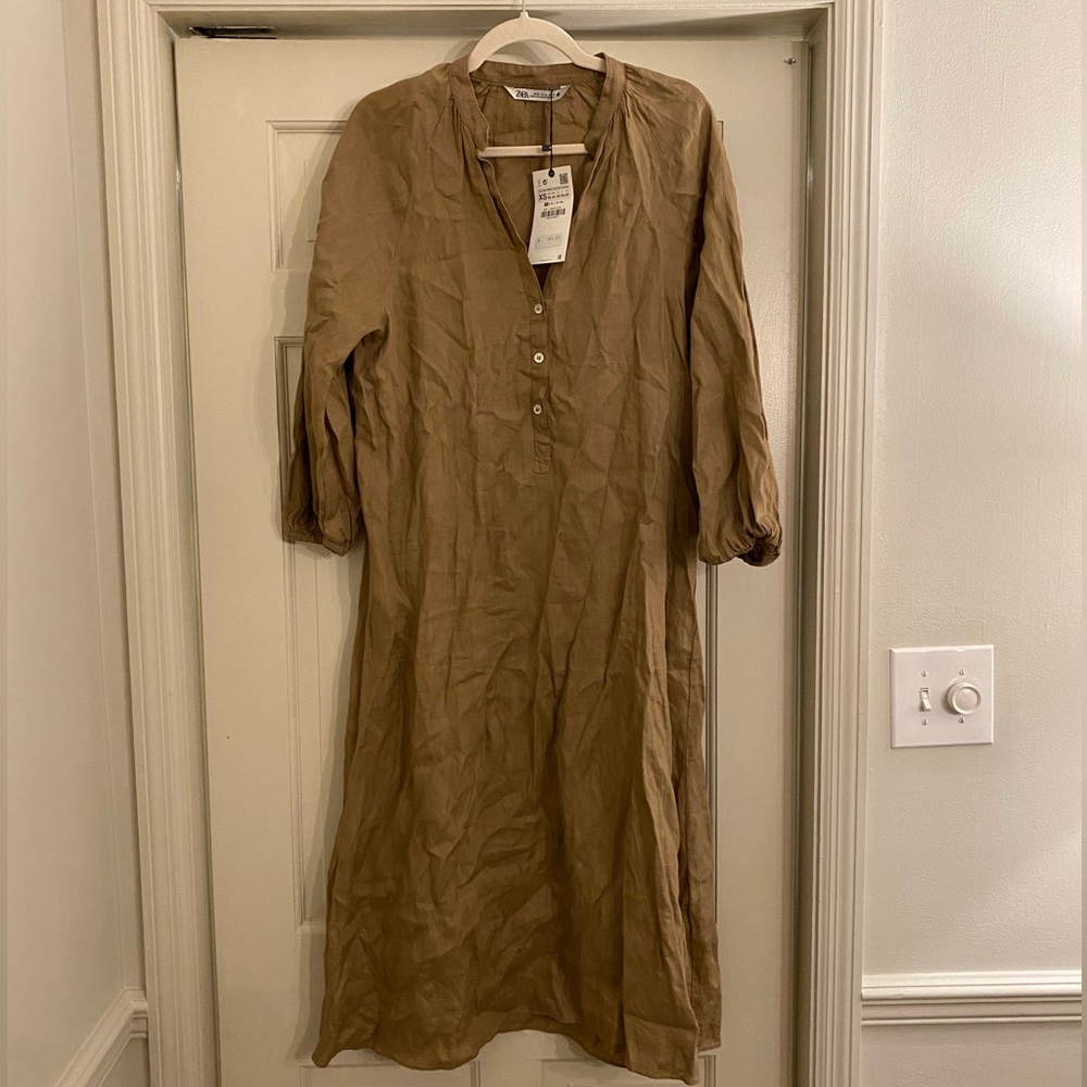 ZARA Brown Linen Maxi Dress - NWT!